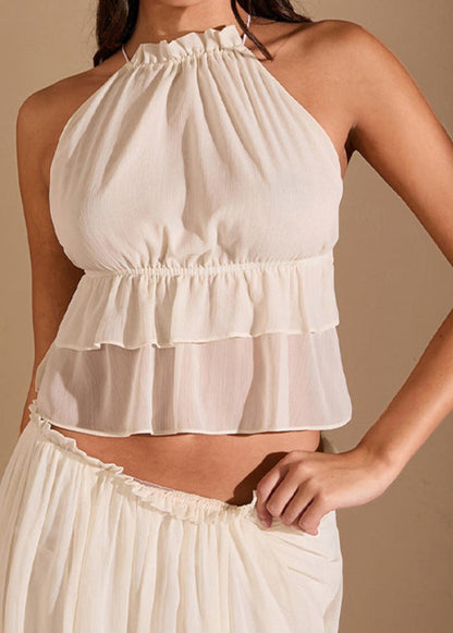 Solana - Halter Crop Top & Flowy Maxi Skirt Set