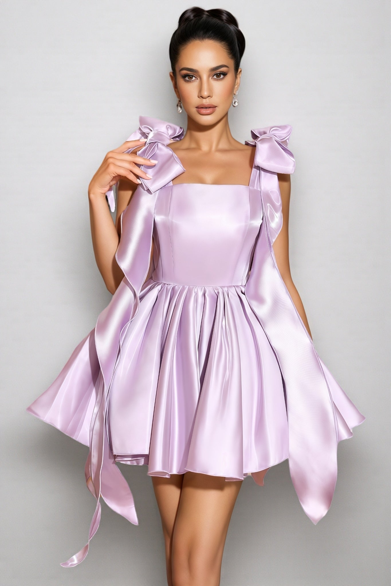 Valentina Purple Bow Mini Dress