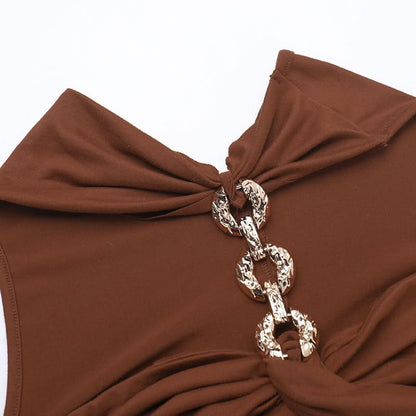 Halter hollow out o ring ruched cut out maxi dress