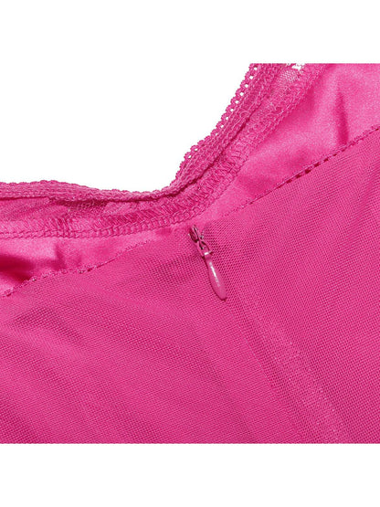 Boning Corset Mesh Lace Stitching  Split Maxi Dress