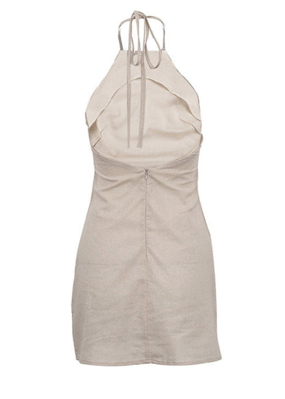 Solana Tie-Back Dress - Linen Halter Mini