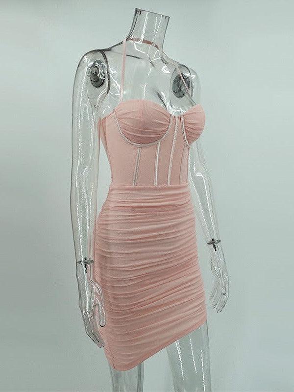 Corset Asymmetric Halter Dress