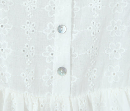 White - Lace Spliced Spaghetti Strap Dress