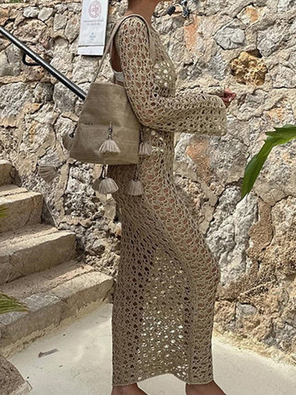 Pele Hollow Out Cutout Holiday Beach Maxi Dress