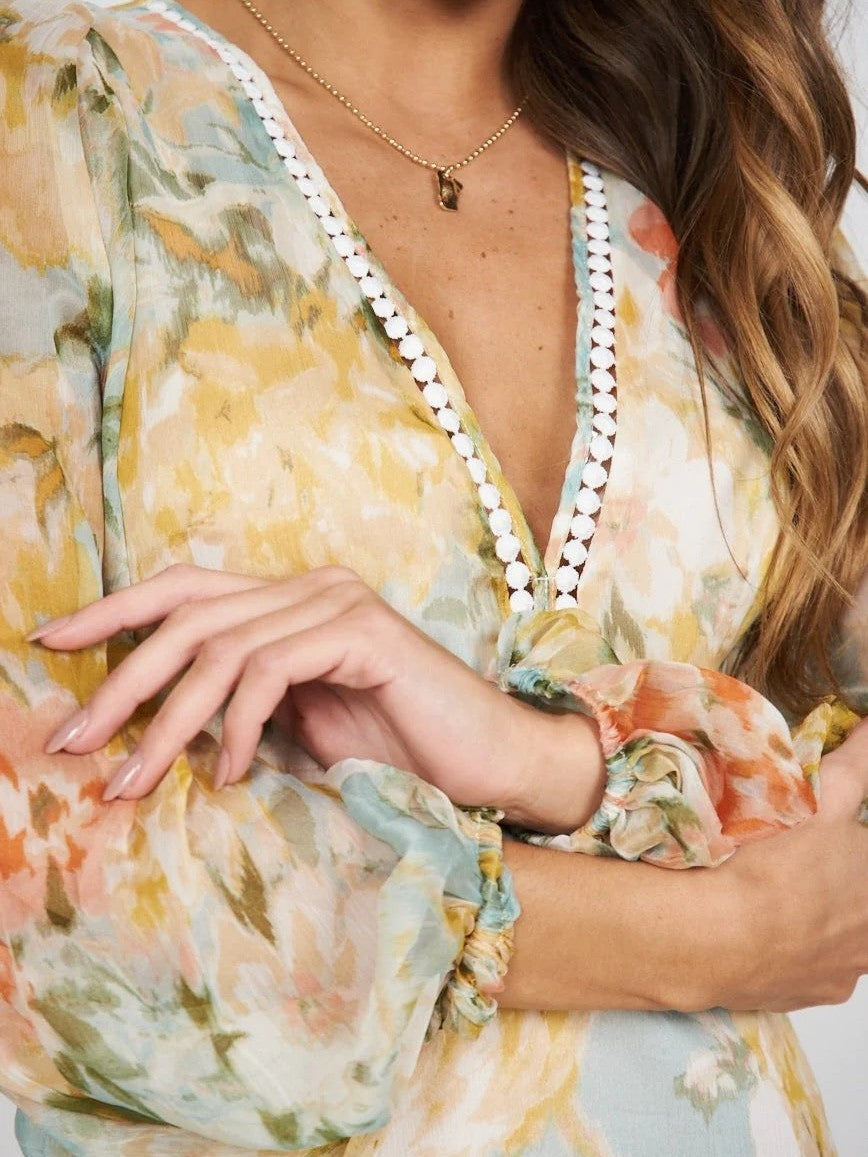 Irregular Asymmetric Printed Maxi Dovetail Dress