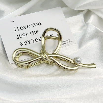 Premium Bow Metallic Large Hair Claw