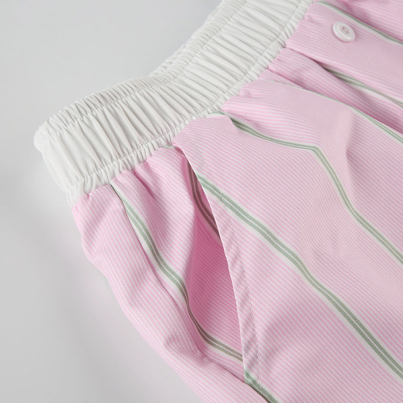 Chic Loose Color Block Striped Shorts