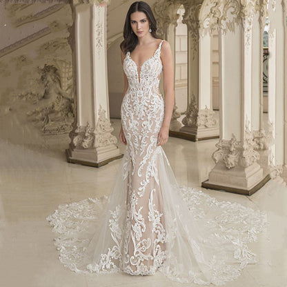 Satin Mermaid Strap Wedding Dress