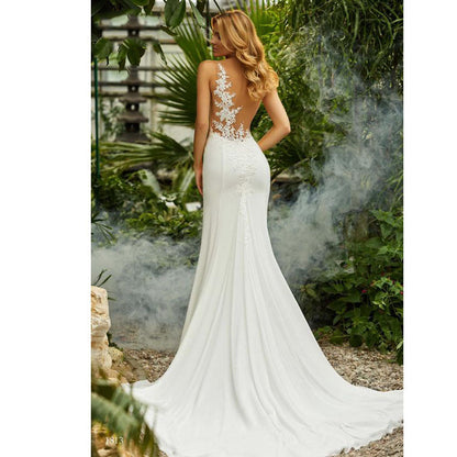 Round Neck Lace Mermaid Bridal Wedding Dress