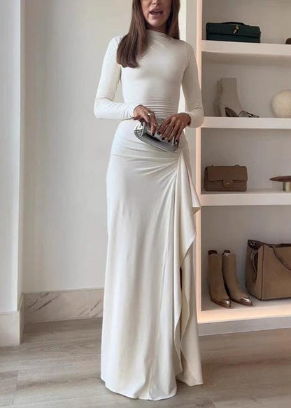 Alina - Draped Long Sleeve Evening Gown