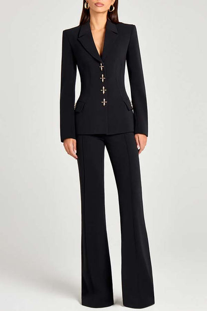 Women Power High Rise Side Zipper Flare Slim Fit Pants