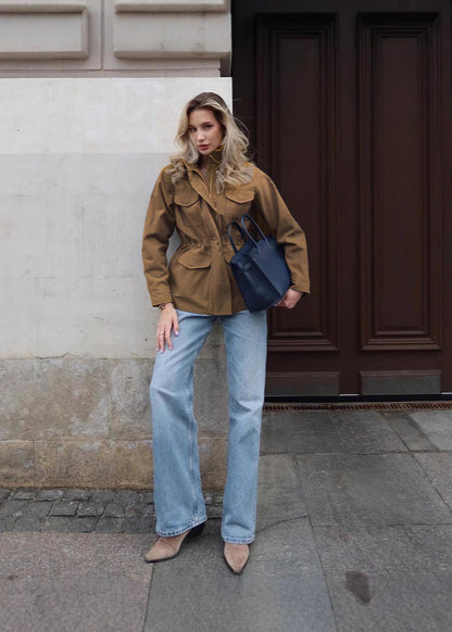 Utility Chic - High Collar Cargo Jacket