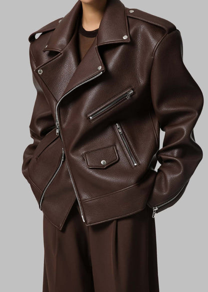 Oversized Faux Leather Moto Jacket