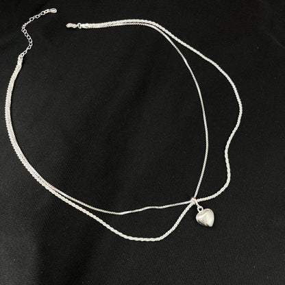 Minimal Double Layer Heart Pendant NeckLace