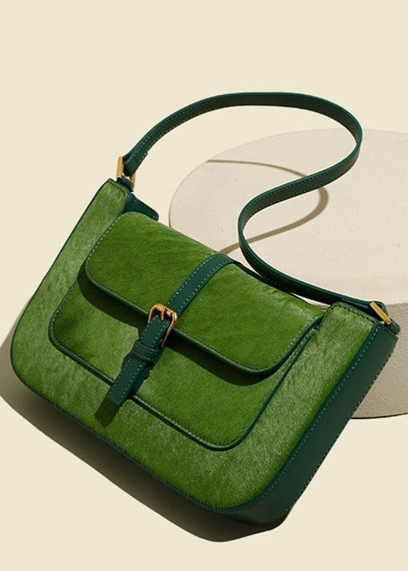 Emerald Buckle Accent Shoulder Bag