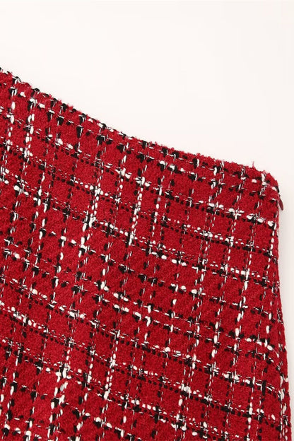 Lapel Textured Jacket Tweed Set