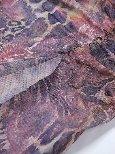 Cutout Suspender Ear Print Loose Fitting Cropped Maxi Dress