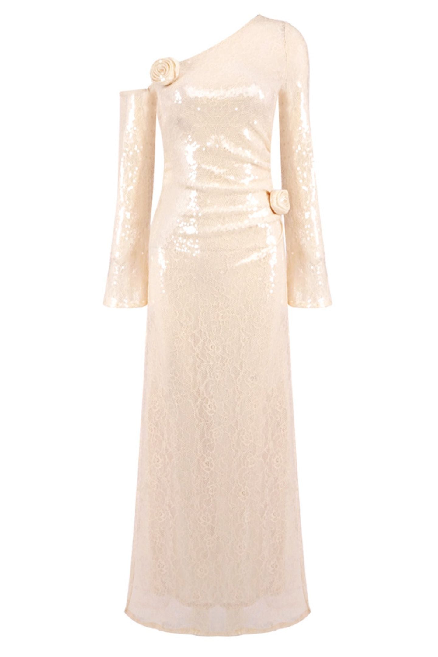 Eartha One Shoulder Floral Sequin Maxi Dress