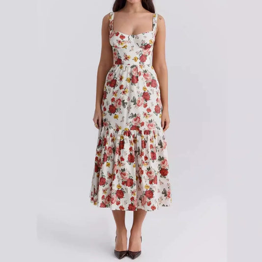 Floral – Backless Spaghetti Strap Dress