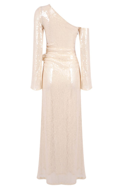 Eartha One Shoulder Floral Sequin Maxi Dress