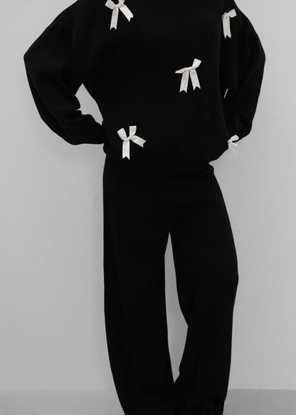 Ribbon-Accented Knit Set