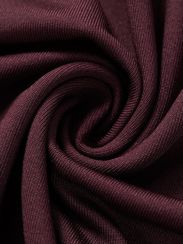 Burgundy One Shoulder High Waist Dress Asymmetric Dress