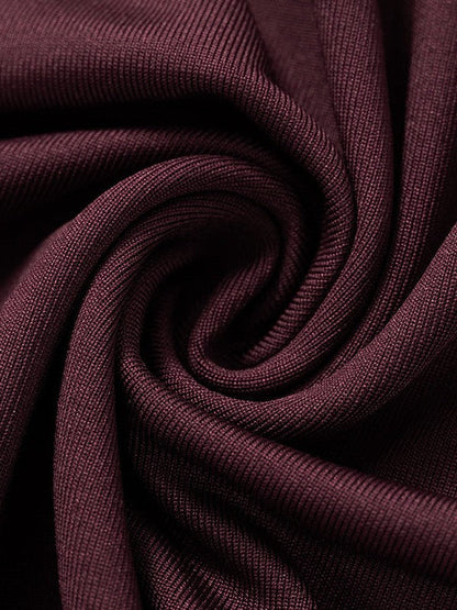 Burgundy One Shoulder High Waist Dress Asymmetric Dress