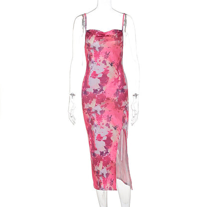Floral Split Slim Fit Cami Dress