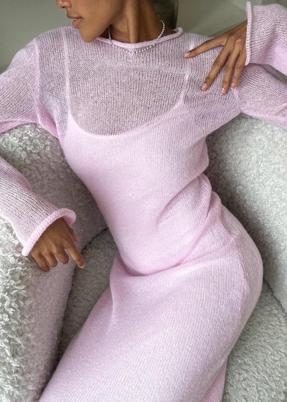 Sheer Knit Layered Maxi Dress