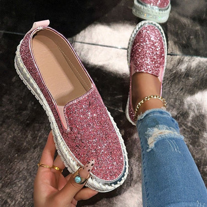 AmyVictoria | Chic Glitter Decorated Slip-On Loafers