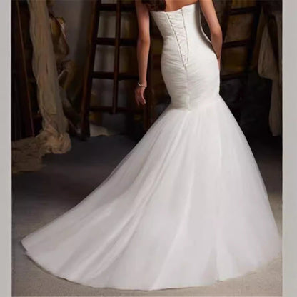 Long Train Mermaid Tie-Up Wedding Dress
