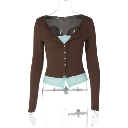 Avary Patchwork Faux Layer Top