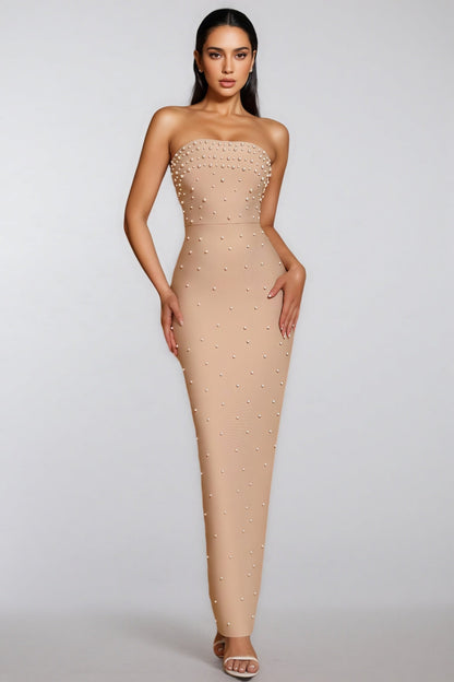 Sevyn Strapless Pearl Maxi Dress