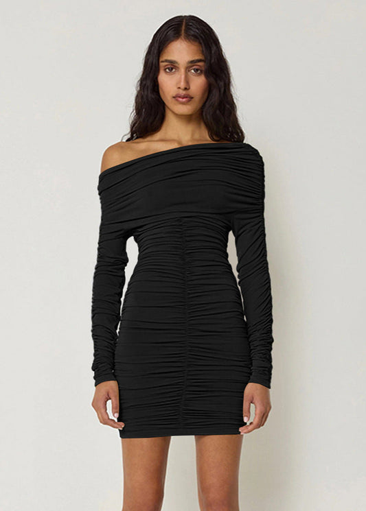 Isla - Off-Shoulder Ruched Mini Dress