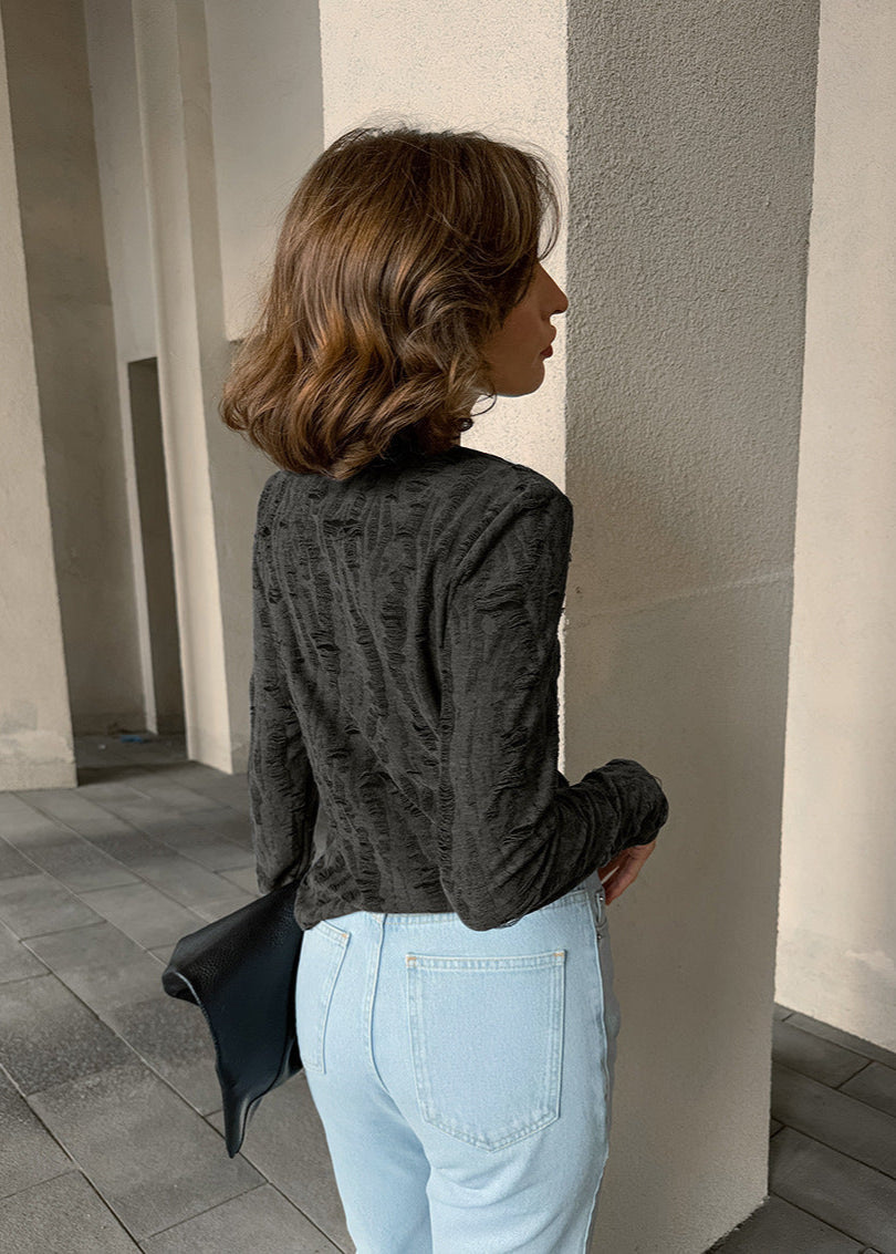 Rhea - Textured Long-Sleeve Top