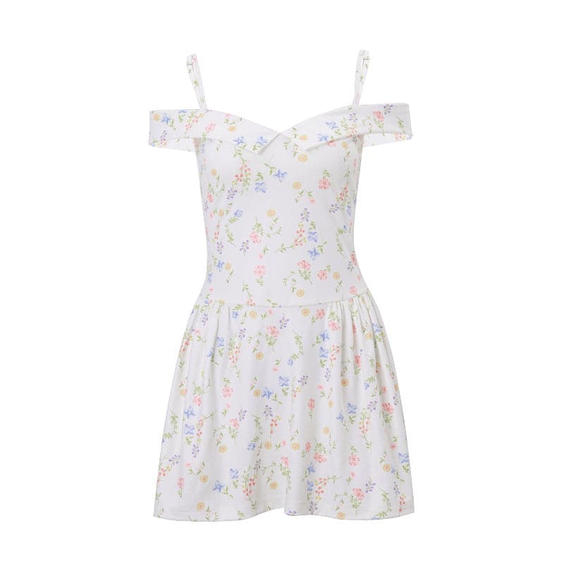 Turnover collar off shoulder zip-up cami mini dress