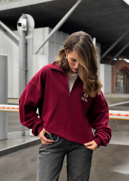 Bordeaux Half-Zip Fleece Pullover