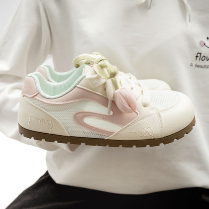 Women's Trendy Hello Kitty Non-Slip Sneakers With Unique Petal Shoe Lace