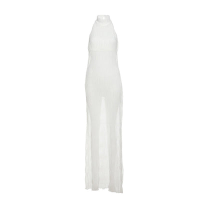 Halter Backless Pleated Ruffle Sleeveless