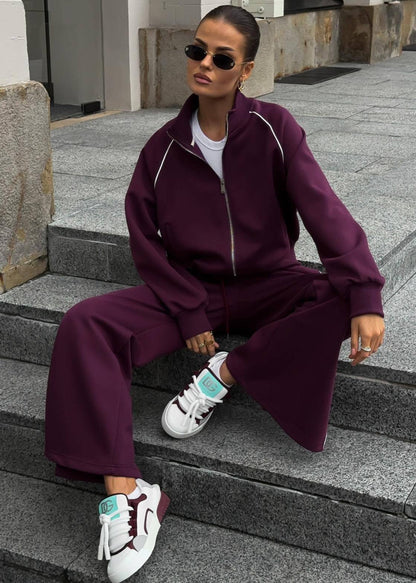Plum Tracksuit Set - Sporty Luxe