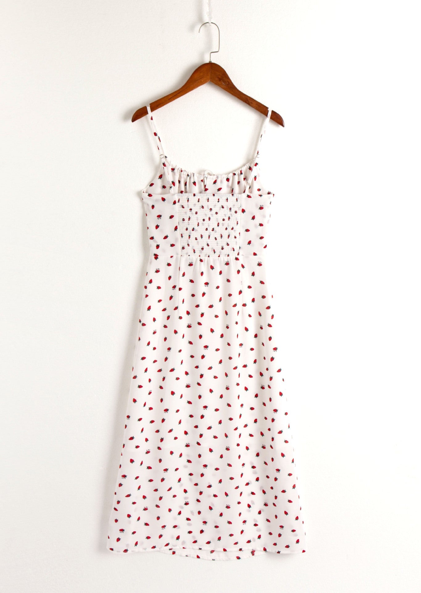 White – Strawberry Print Spaghetti Strap Dress