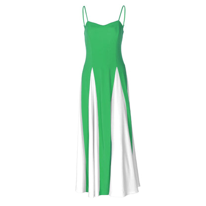 Sweetheart neck patchwork backless cami maxi dress