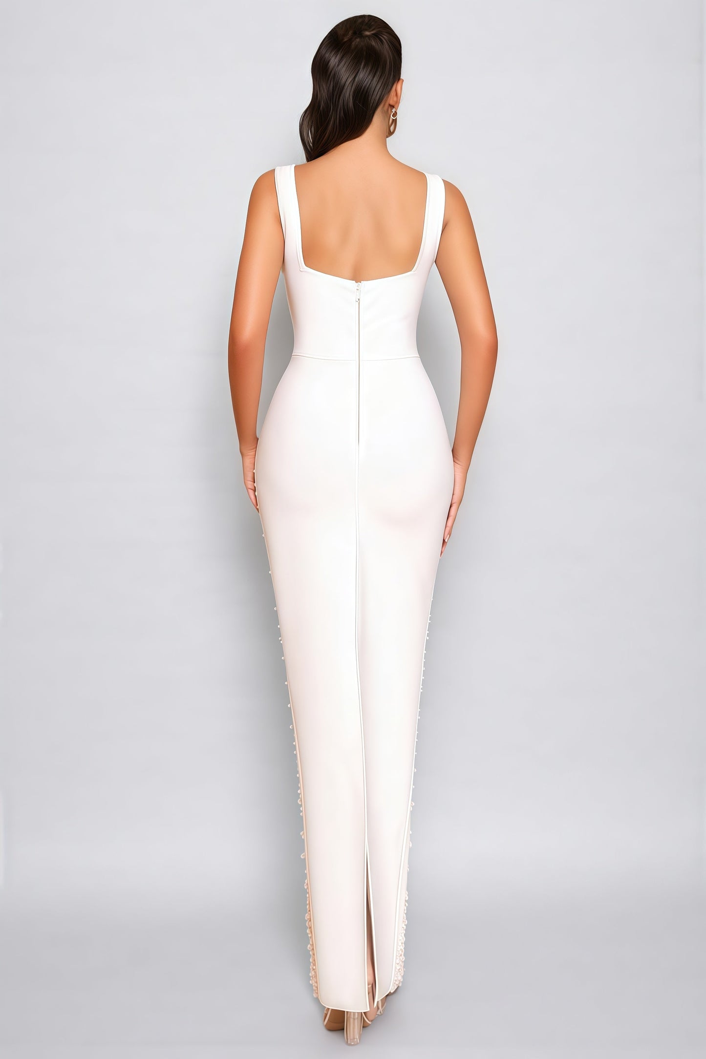 Maba White 3D Floral Maxi Dress