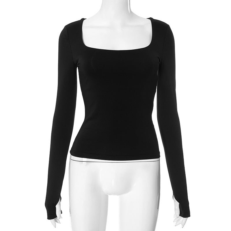Amorah Square Neck Thumbhole Top
