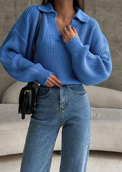 Collared Knit Sweater - Effortless Chic