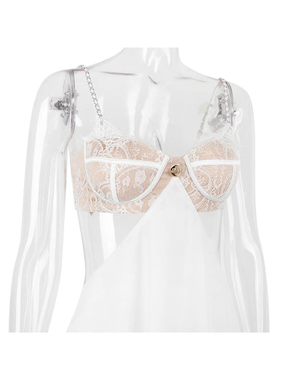 Lace Cropped Hollow out Cutout Backless Dress