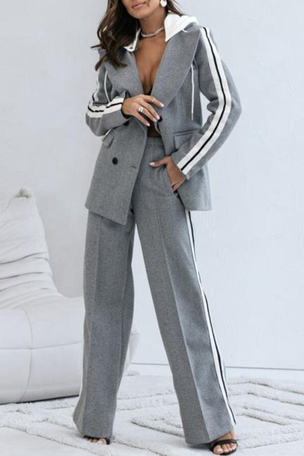 Casual Double Breasted Two Piece Blazer Pants Set