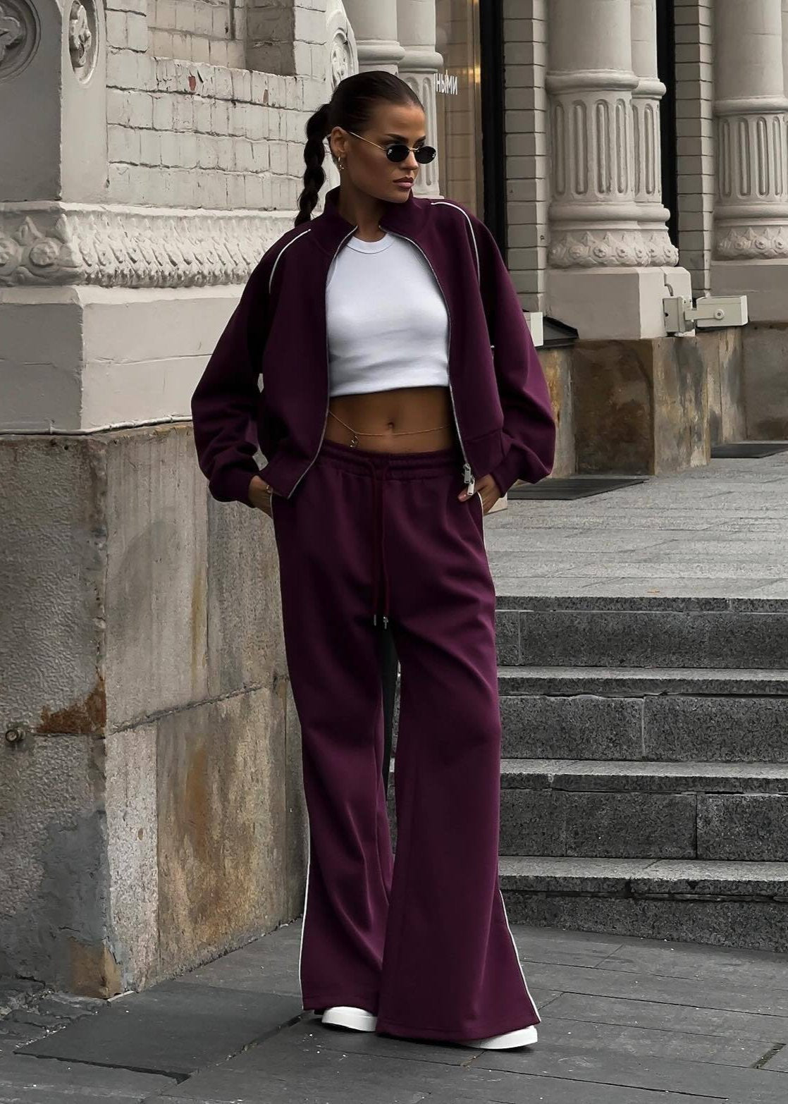 Plum Tracksuit Set - Sporty Luxe