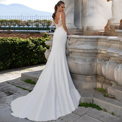 Bohemian V-Neck Lace Wedding Dress