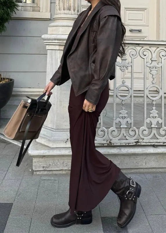 Rowan - Lace-Up Detail Faux Leather Blazer